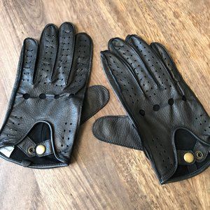 Men's Leather Driving Gloves - Black